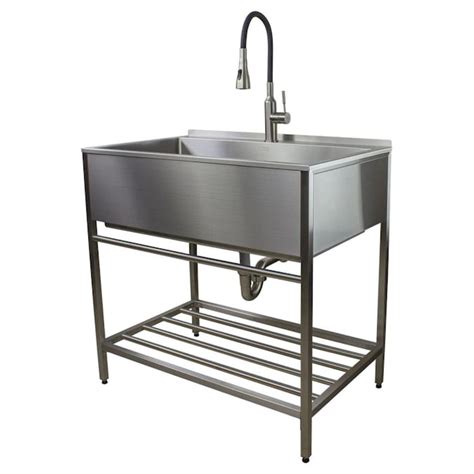 36 cabinet with stainless steel utility sink|largest sink for 36 cabinet.